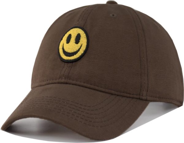 Smile Face Baseball Cap Adjustable Dad Hat, Unstructured Soft Crown, Cute Embroidered Hat for Men and Women