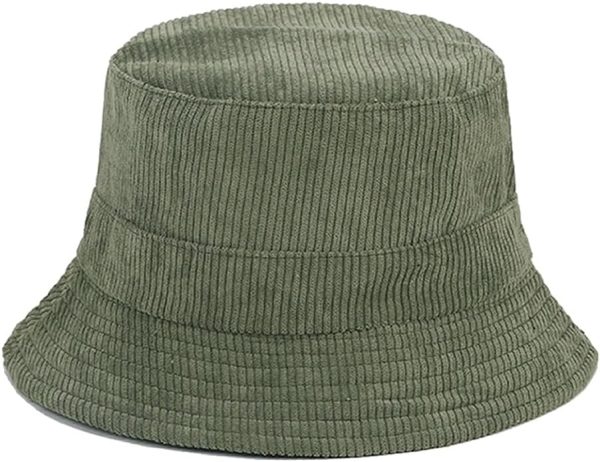 Quanhaigou Corduroy Bucket Hats Unisex Reversible Travel Daily Cap for Men Women Teens