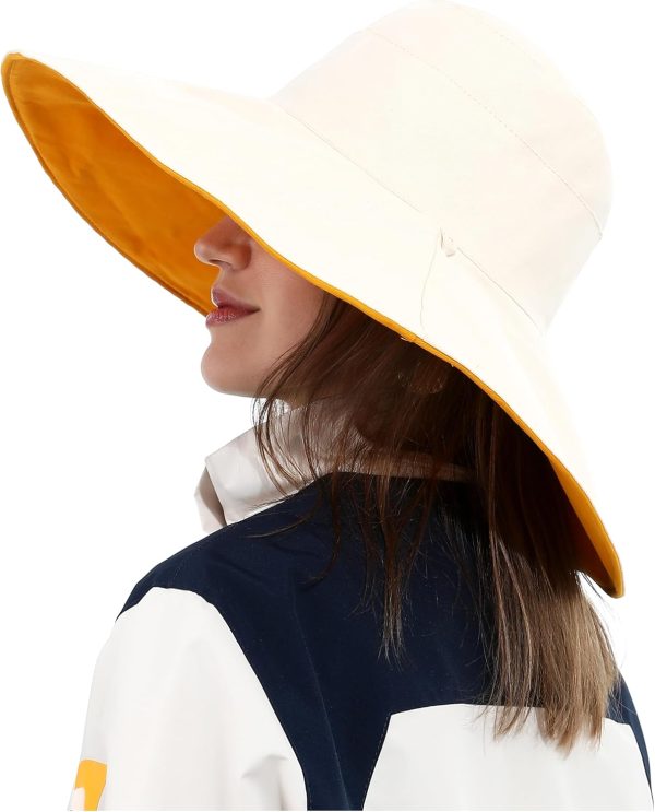 Sun Hat for Women Wide Brim Reversible Double-Sided UV Protection Cotton Fisherman Cap Summer UPF 50+