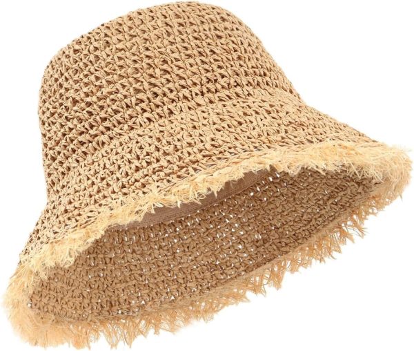 XXL Straw Bucket Hats,Large Summer Travel Hats,S M Shapeable Wide Brim UPF 50 Beach Sun Hats Packable