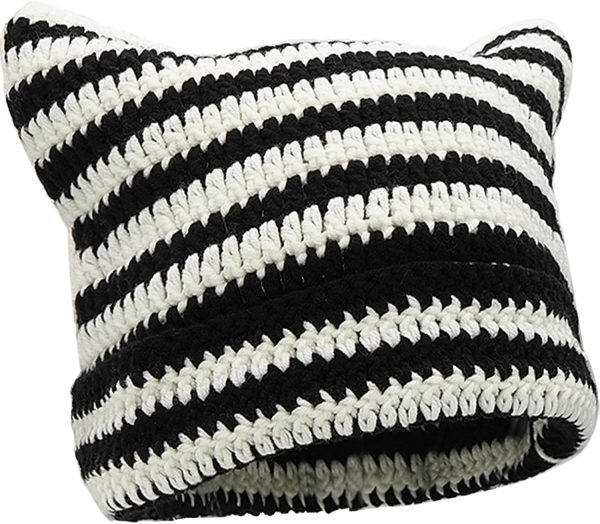 Crochet Hats for Women Cat Ear Knit Hat Vintage Beanie  Accessories Slouchy Beanies for Womens