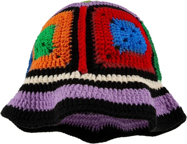 Women Crochet Hat Floral Crochet Bucket Hat Knitted Hats Fish Hat Travel Outdoor Handmade Knit Hats Fishing Hat Beach Hat