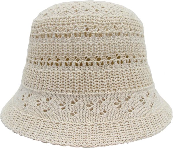 Straw Hats for Women Bucket Hat Packable Sun Hats for Women Woven Knitted Beach Hat Travel Crochet Hat